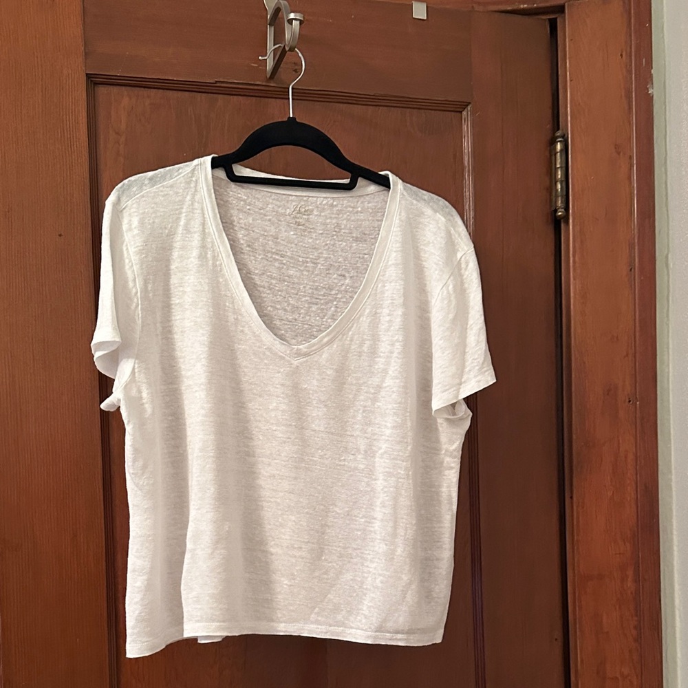 J Crew linen boxy v neck tee